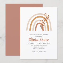 Invitación de baby shower boho arcoíris