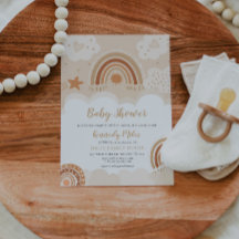 Invitación de Baby Shower Boho Arcoíris