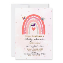 Invitación de Baby Shower Boho Arcoíris