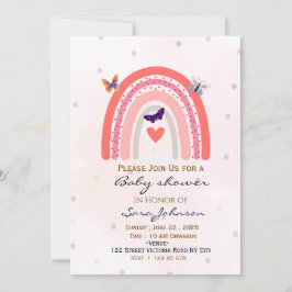 Invitación de Baby Shower Boho Arcoíris