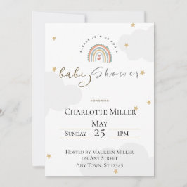 Invitación de baby shower boho arcoíris 5x7