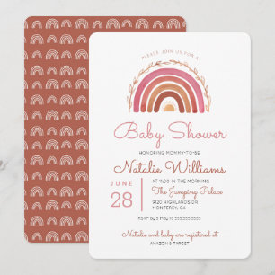 Invitación de Baby Shower Boho Arcoíris con Tonos