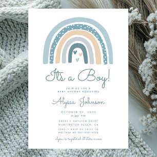 Invitación de Baby Shower Boho Arcoiris Es Un Niño