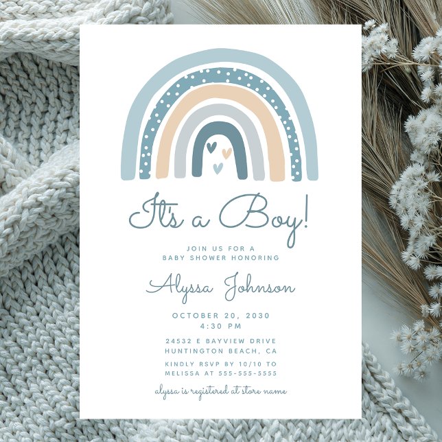 Invitación de Baby Shower Boho Arcoiris Es Un Niño (Subido por el creador)