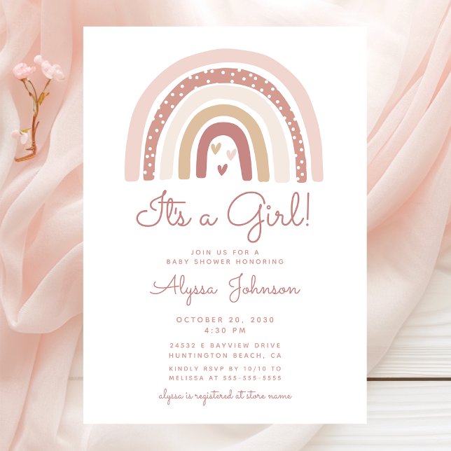 Invitación de Baby Shower Boho Arcoíris Es Una Niñ (Subido por el creador)