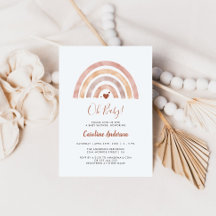 Invitación de baby shower boho arcoíris neutral