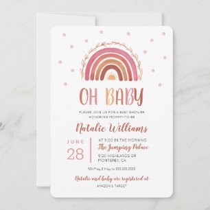Invitación de Baby Shower Boho Arcoíris Oh Baby