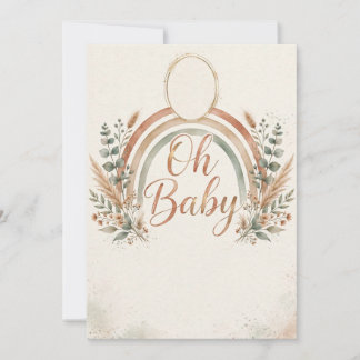 Invitación de Baby Shower Boho Arcoíris Oh Baby