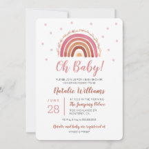 Invitación de Baby Shower Boho Arcoíris Oh Baby