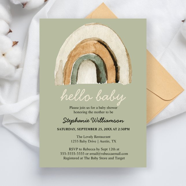 Invitación de Baby Shower Boho Arcoíris para Bebé (Subido por el creador)