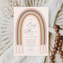 Invitación de Baby Shower Boho Arcoíris Tonos Terr