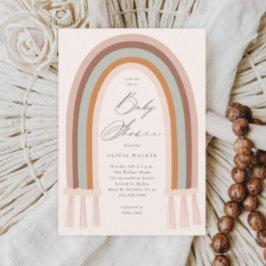 Invitación de Baby Shower Boho Arcoíris Tonos Terr