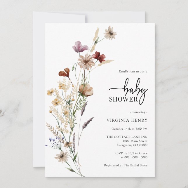 Invitación de Baby Shower Boho Blanca (Anverso)