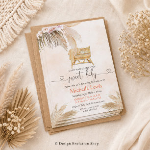 Invitación de Baby Shower Boho Bohemian Pampas