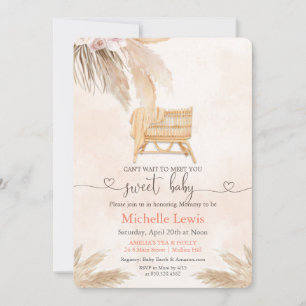 Invitación de Baby Shower Boho Bohemian Pampas
