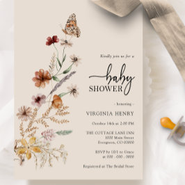Invitación de Baby Shower Boho Butterfly