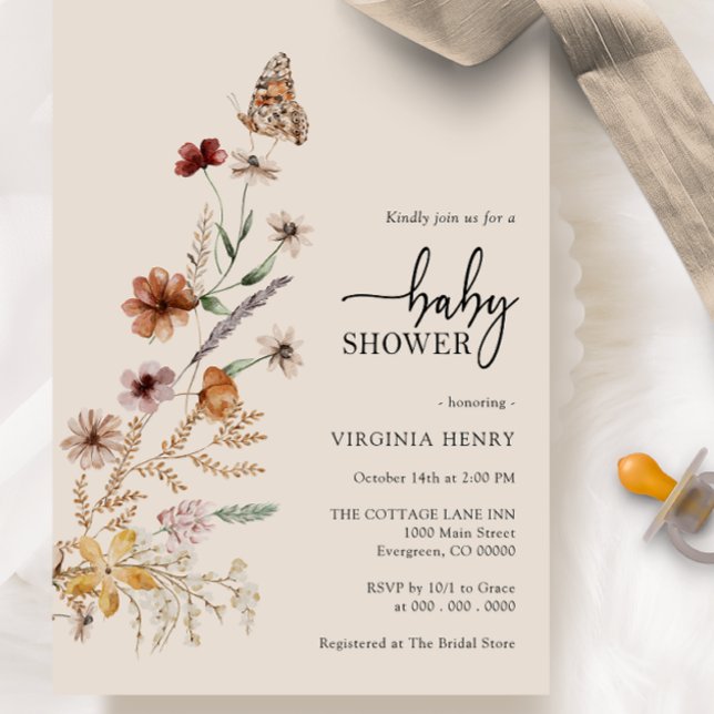 Invitación de Baby Shower Boho Butterfly (Boho Butterfly Baby Shower Invitation
)