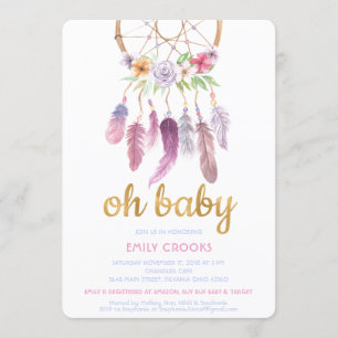 Invitación de Baby Shower Boho Chic Cazadora de Su