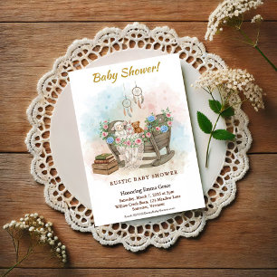 Invitación de Baby Shower Boho Crib Dream Catcher