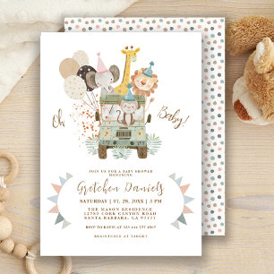Invitación de baby shower boho de animales de la s