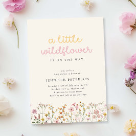 Invitación de baby shower boho de flor silvestre