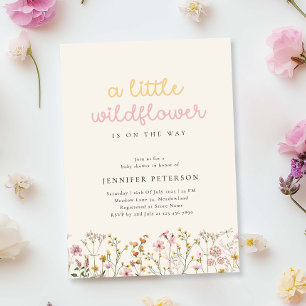 Invitación de baby shower boho de flor silvestre