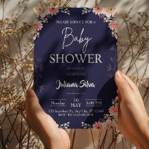 Invitación de baby shower boho de flor silvestre