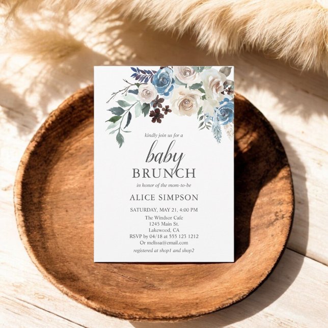 Invitación de Baby Shower Boho Dusty Blue (Subido por el creador)