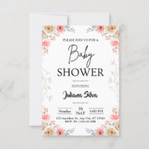 Invitación de Baby Shower Boho Flor Silvestre