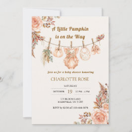 Invitación de Baby Shower Boho Floral de Otoño Lit