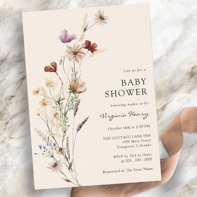 Invitación de baby shower boho floral rústica (Rustic Boho Floral Baby Shower Invitation
)