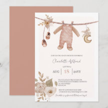 Invitación de Baby Shower Boho Neutral para Ropa d