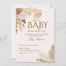 Invitación de baby shower boho Pampas