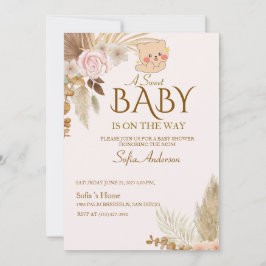 Invitación de baby shower boho Pampas