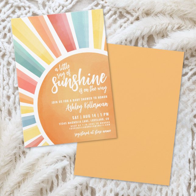 Invitación de Baby Shower Boho Pequeño Rayo de Sol (Little Ray Of Sunshine Boho Baby Shower Invitation)