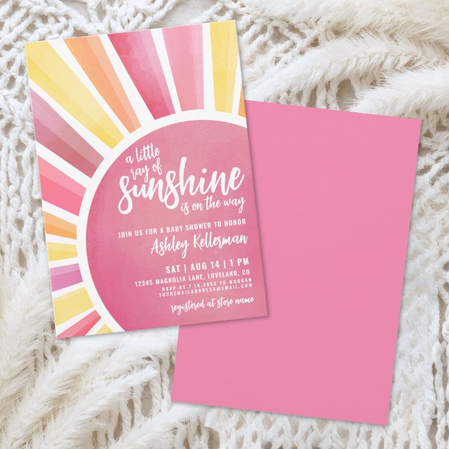 Invitación de Baby Shower Boho Pequeño Rayo de Sol (Little Ray Of Sunshine Boho Baby Shower Invitation)