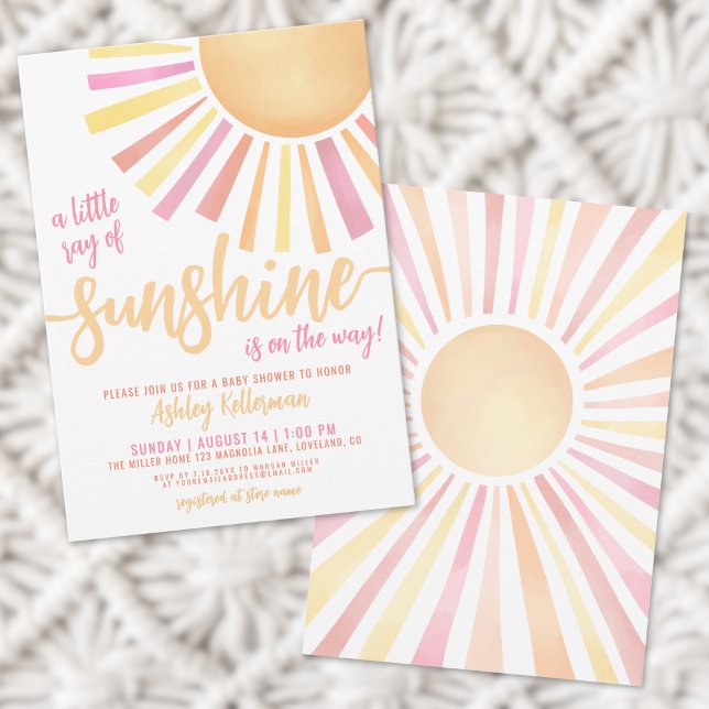 Invitación de Baby Shower Boho Pequeño Rayo de Sol (Little Ray Of Sunshine Boho Baby Shower Invitation)