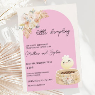 Invitación de baby shower Boho Pink Little Dumplin