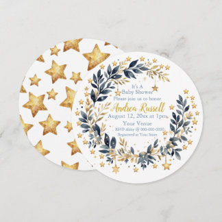 Invitación de Baby Shower Boho Stars Greenery