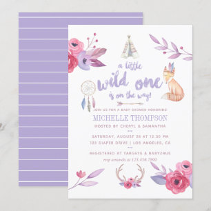Invitación de baby shower boho tribal aquarela lin