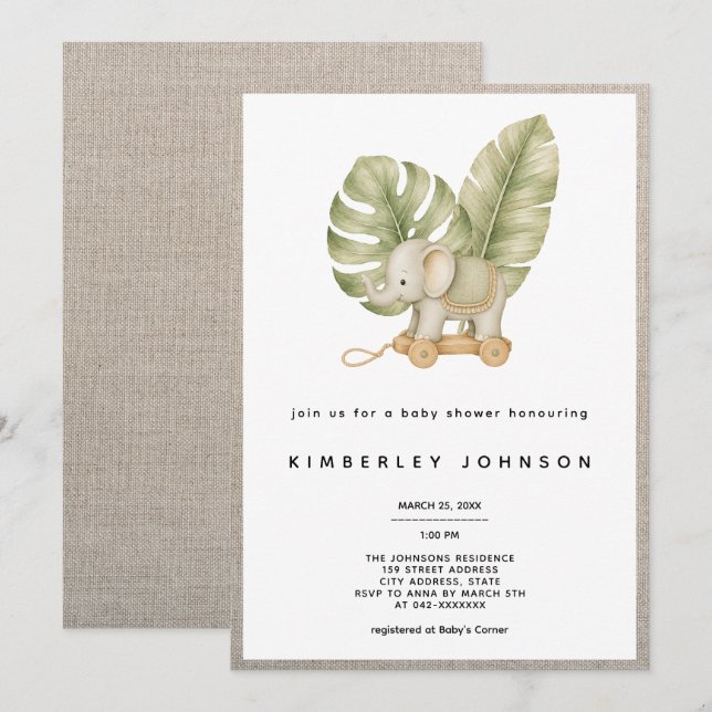 Invitación de Baby Shower Boho Tropical (Anverso / Reverso)
