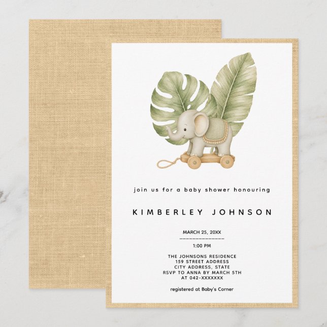 Invitación de Baby Shower Boho Tropical (Anverso / Reverso)