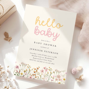 Invitación de Baby Shower Boho Wildflower