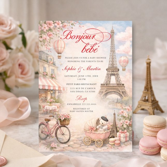 Invitación de Baby Shower Bonjour Bébé París (Subido por el creador)