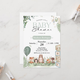 Invitación de Baby Shower Bosque