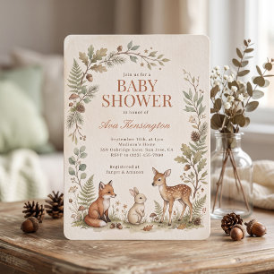 Invitación de Baby Shower Bosque Animales del Bosq