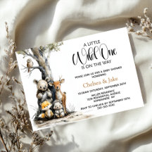 Invitación de Baby Shower Bosque Animales Salvajes