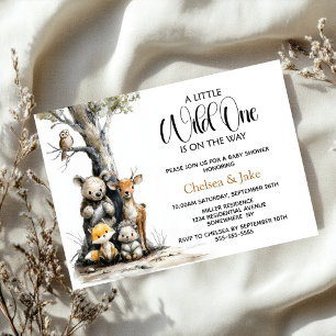 Invitación de Baby Shower Bosque Animales Salvajes