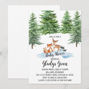 Invitación de Baby Shower Bosque de Invierno