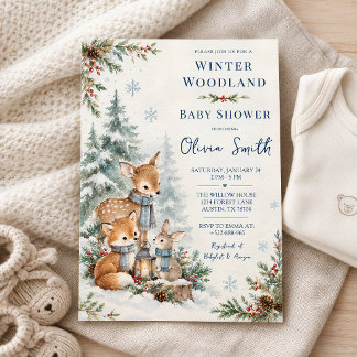 Invitación de Baby Shower Bosque de Invierno